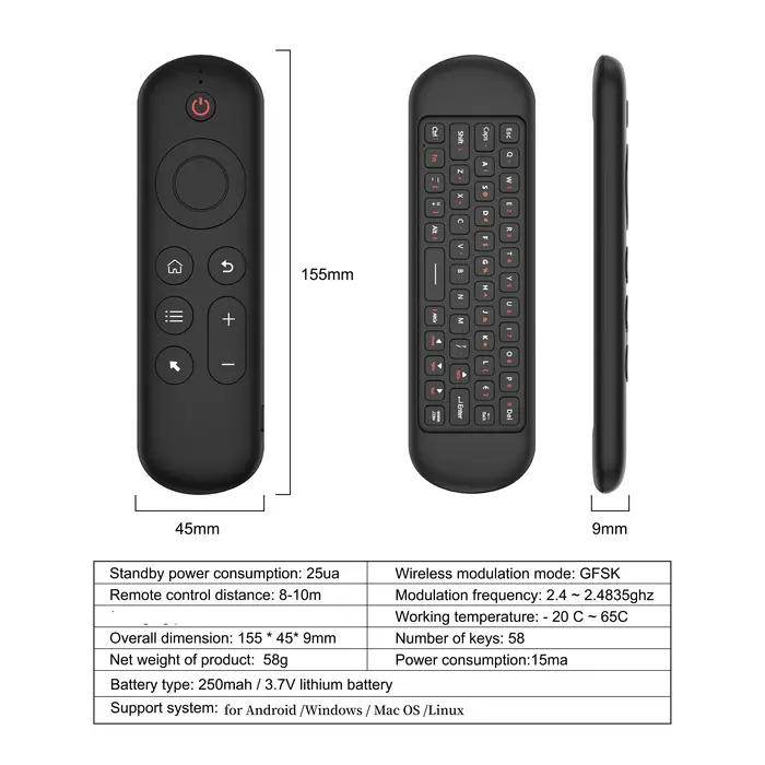 Télécommande de remplacement M5 Air Mouse sans fil 2.4G Bluetooth avec clavier rétroéclairé 7 couleurs pour Android TV Box