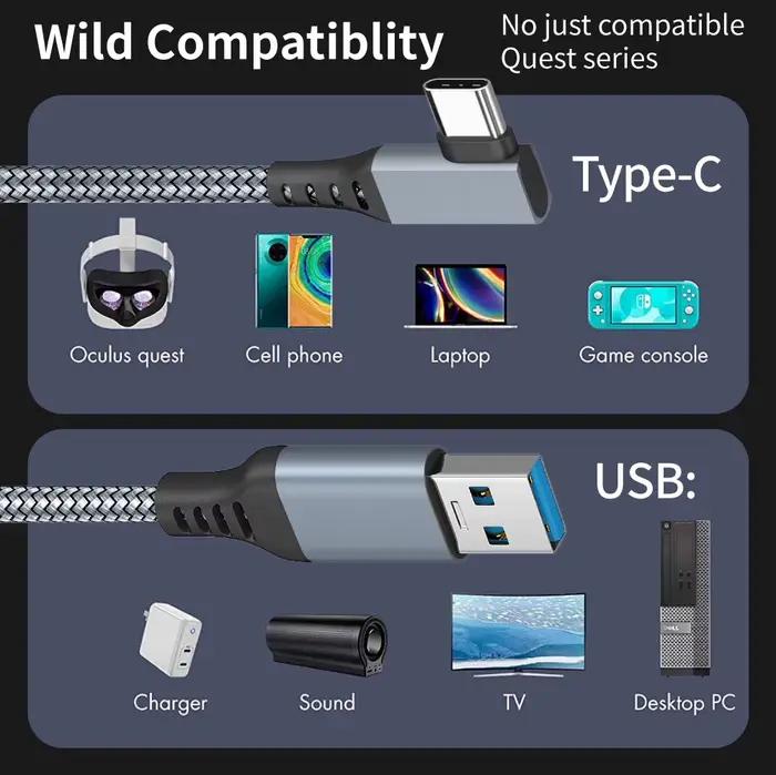 Câble de liaison 3 6 5M USB A vers Type C pour Oculus Quest 2 Quest2