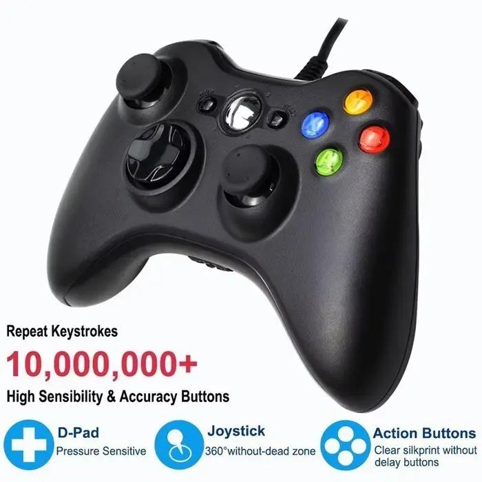 Manette de jeu filaire pour Xbox 360 avec joystick à double vibration compatible