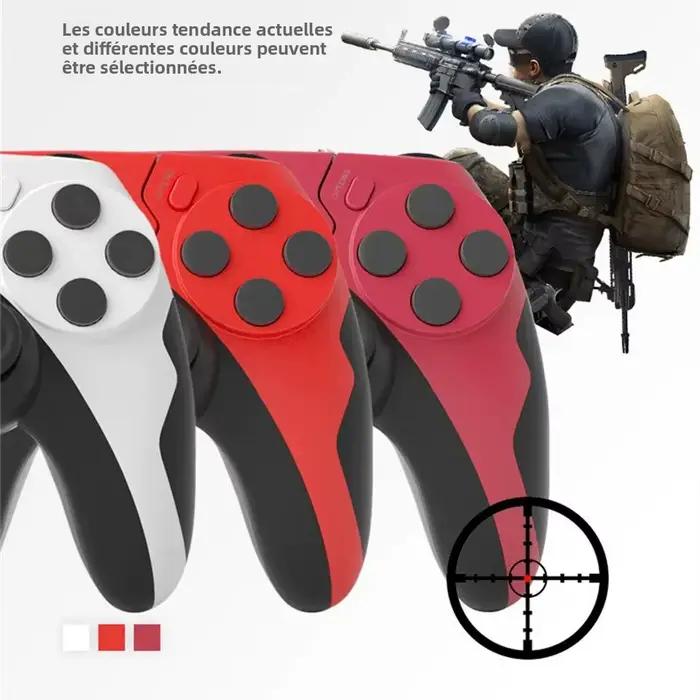 Manette de jeu sans fil avec gyroscope à six axes pour PS4, PS3 et PC - vibration double - design élégant - couleur personnalisable - pour joueurs passionnés et amateurs