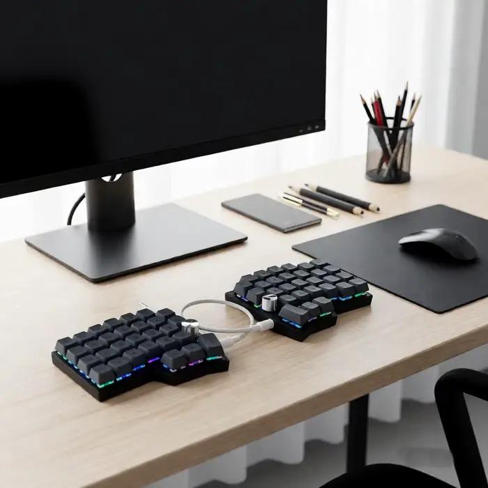 Clavier mécanique ergonomique divisé 4x6 avec double molettes