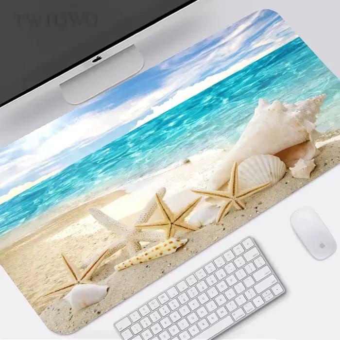 Bleu ciel plage tapis de souris jeu XL nouveau personnalisé grand