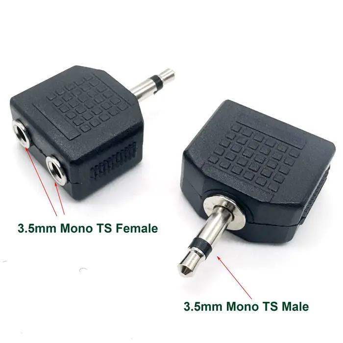 2 pièces 3.5mm 1/8 "mâle à double prise femelle