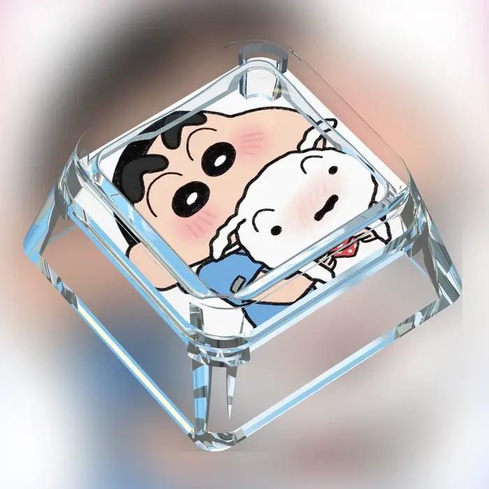 Clavier mécanique transparent Crayon Shinchan avec touches à axe transversal