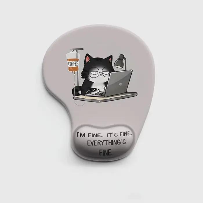Tapis de souris ergonomique en forme de chat noir
