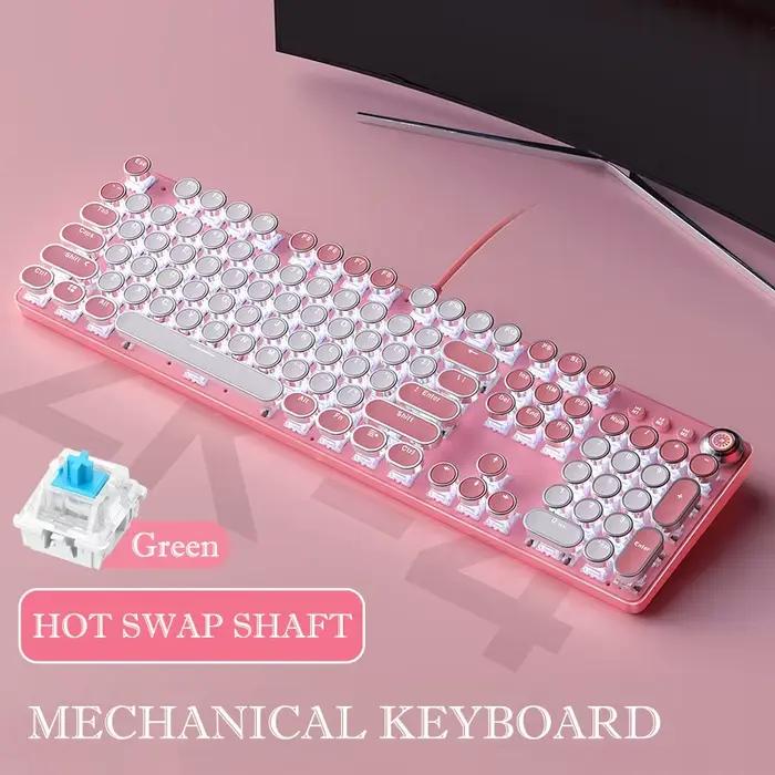 Keboard rose 104 touches disposition LED blanc rétro-éclairé
