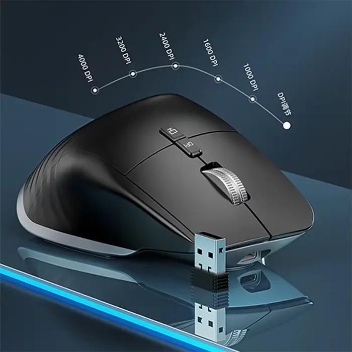 Souris ergonomique sans fil 2.4G RGB Bluetooth rechargeable pour jeux sur ordinateur et usage bureautique - Design confortable