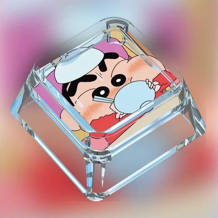 Clavier mécanique transparent Crayon Shinchan avec touches à axe transversal