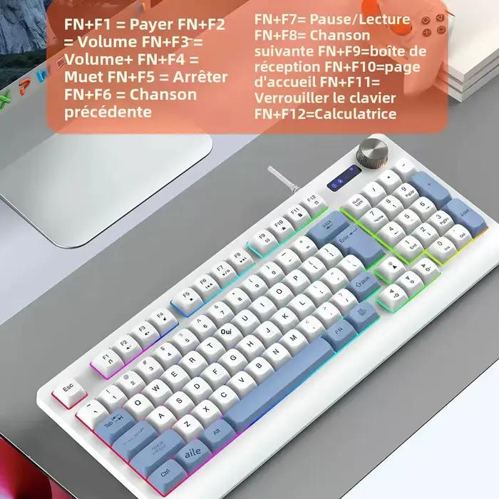 Clavier de jeu filaire 93 touches avec rétroéclairage RVB