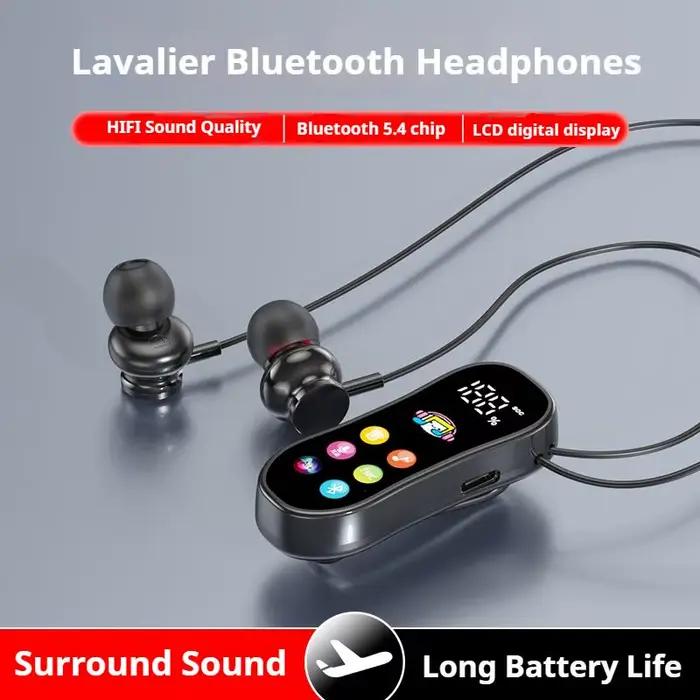 Lavalier HD écran Bluetooth casque 30H jouer Surround son casques réduction du bruit sans fil écouteurs mains libres dans HD micro