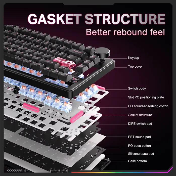 Onikuma 2025 nouveau clavier mécanique de jeu Mt706 Rgb 2.4g/filaire/Bt