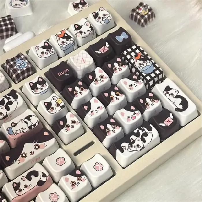 Jeu de capuchons de touches chat vache PBT 129 touches MAO