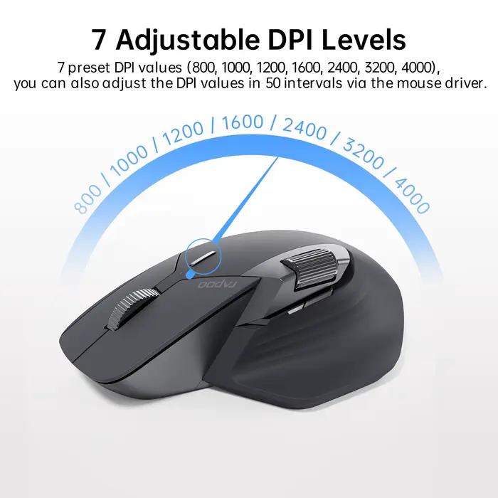 Souris sans fil Rapoo MT760 Bluetooth 9 boutons ergonomique pour droitiers jeux et productivité occassions spéciales