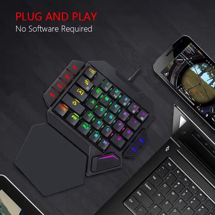 Mini clavier de jeu mécanique à une main K50 rvb rétro-éclairé Portable
