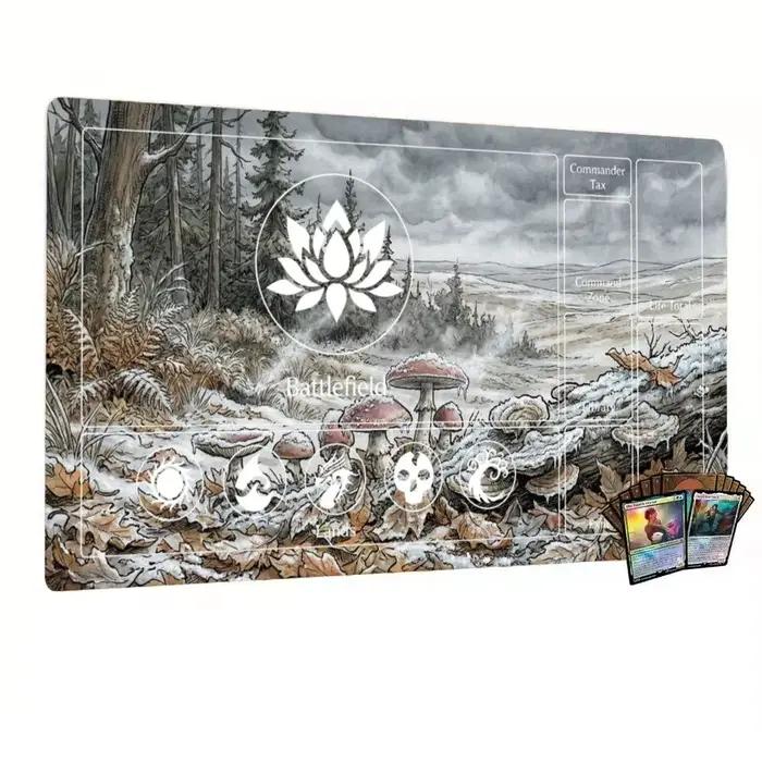 Tapis de souris gris Wild Forest Magic Gathering Playmat pour joueurs, gamers et professionnels - Durables, anti-dérapage, lavables, pour Magic: The Gathering et autres jeux de cartes