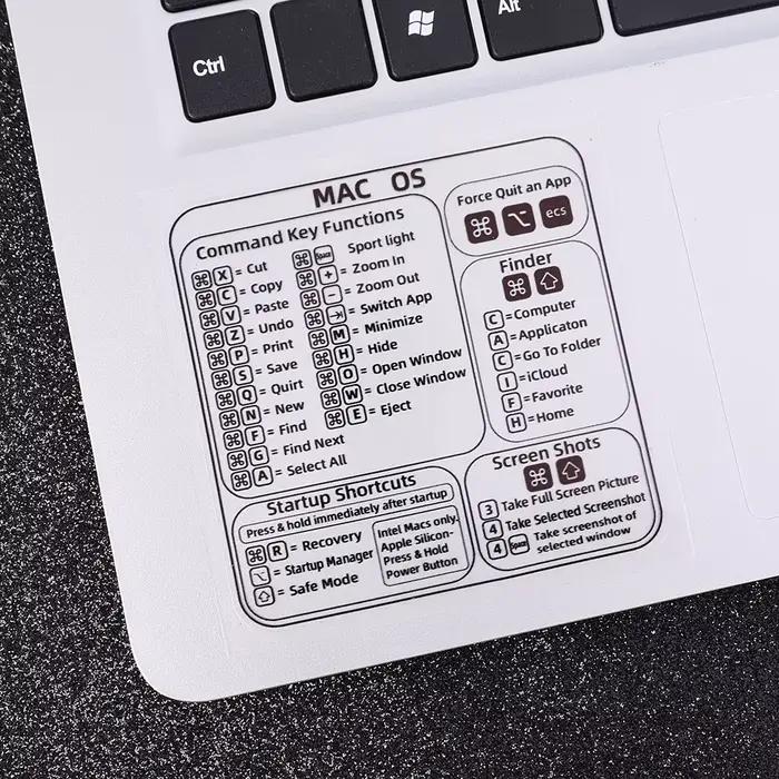 16 styles bricolage raccourci touches conseils autocollants pour clavier d'ordinateur portable iPad tablette téléphones