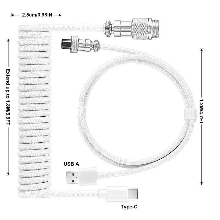 Câble enroulé pour clavier mécanique de Type C