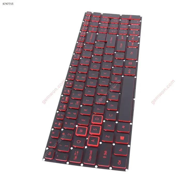 Clavier d'ordinateur portable américain pour Acer Nitro 5 AN515-41 AN515-42 AN515-51 AN515-52 noir avec impression rétro-éclairé et rouge