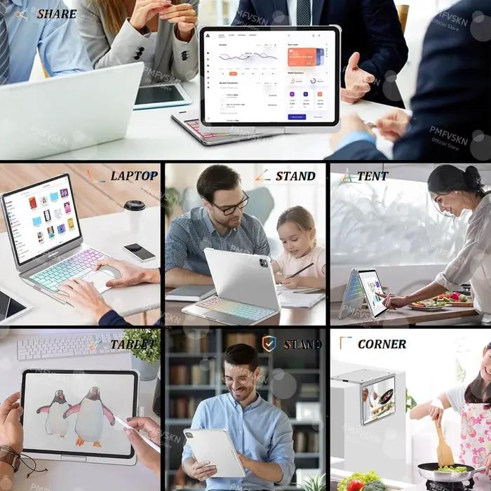 Étui Clavier Magique 360° pour iPad Air 11 13 M2 M3 2025 Air 4 5 10.9