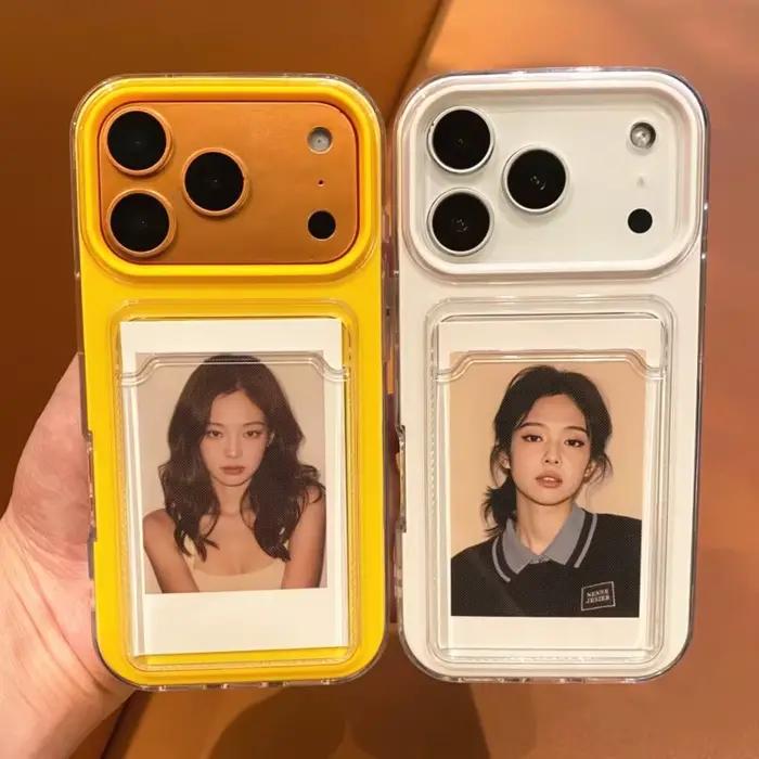 Étui de protection souple antichoc 2-en-1 avec porte-cartes photo et clip pour iPhone 11 12 13 14 15 16 17 Pro Max Plus Air Candy