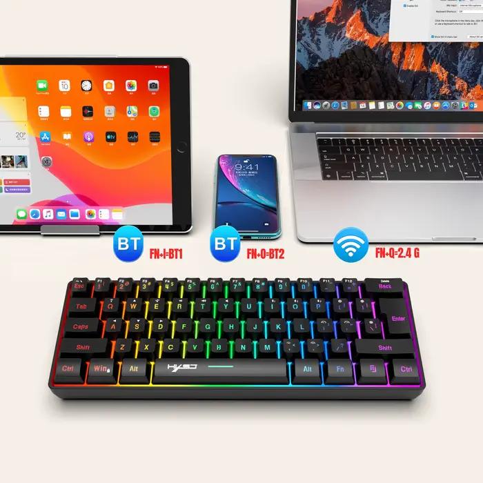 Clavier de jeu sans fil 60 % avec triple connectivité rétroéclairée RVB