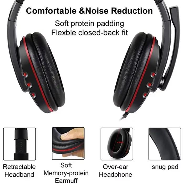 Casque de jeu 3.5mm filaire sur la tête