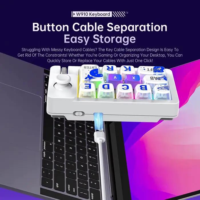 W910 clavier sans fil 12 touches pour PC/Mac/ordinateur portable avec Macro Programmable mécanique Tri-Mode
