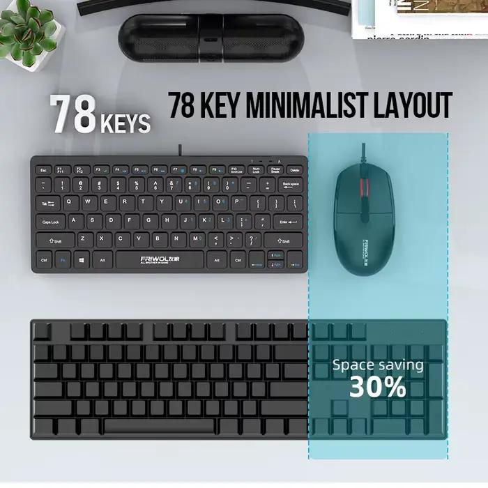 FRIWOL KT-100 ensemble clavier et souris filaire 78 touches Mini
