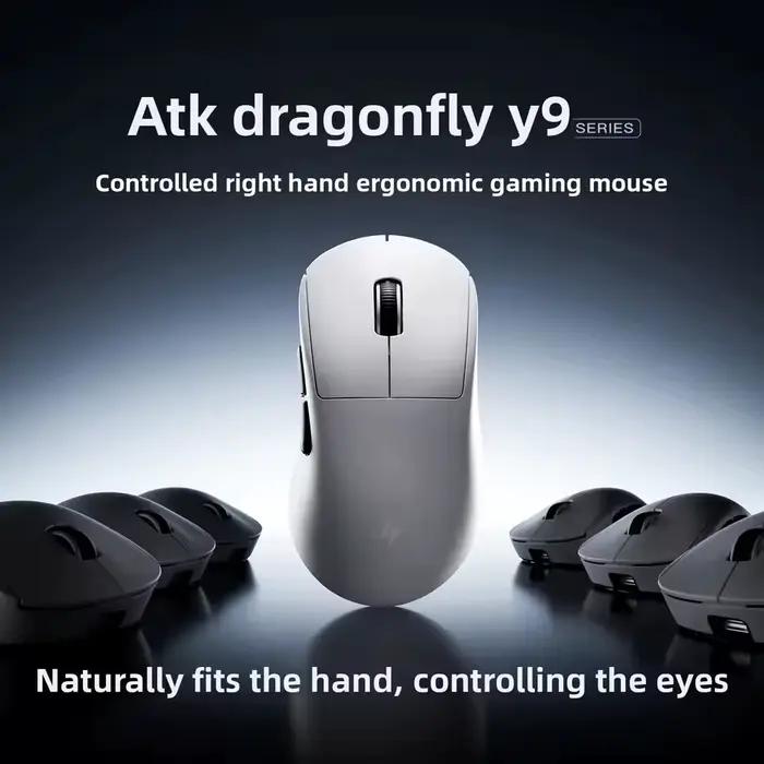 Souris de jeu sans fil ATK Y9 Ultimate Tri-Modèle pour droitier