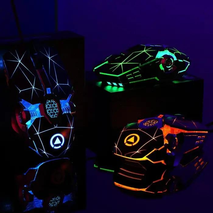 Souris de jeu professionnelle 3200dpi 7 boutons rétro-éclairée support macro mécanisme silencieux filaire pour gamer occassions spéciales