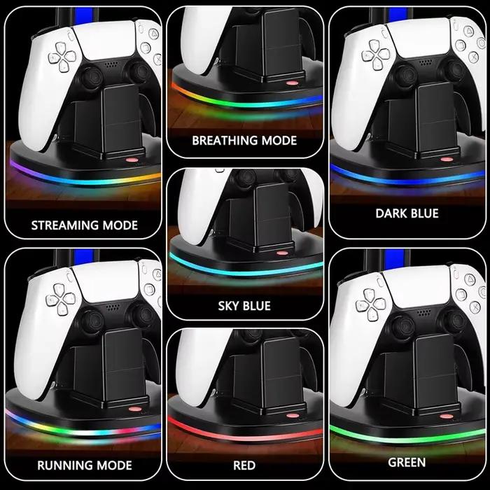Station de charge de contrôleur avec support de casque RGB