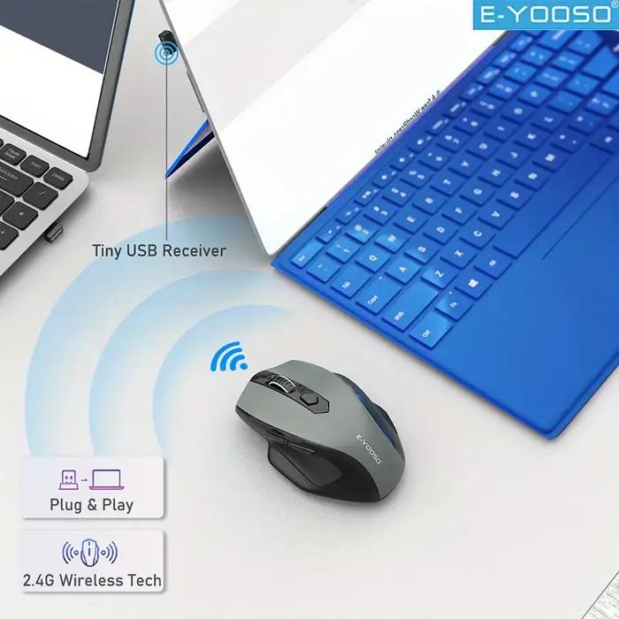 Souris ergonomique sans fil E-YOOSO 2.4G avec récepteur USB intégré