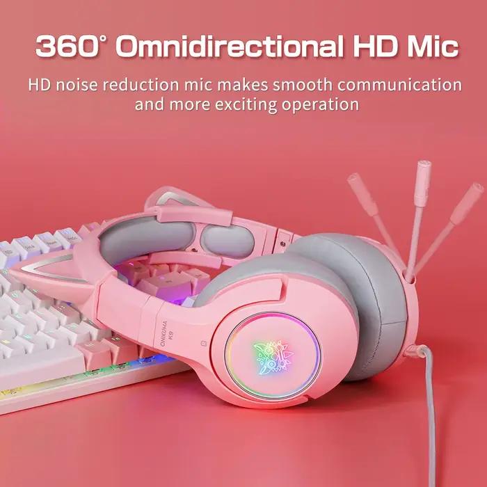 ONIKUMA K9 Filaire Casque avec RGB Lumière Flexible HD Mic 3.5mm Gaming
