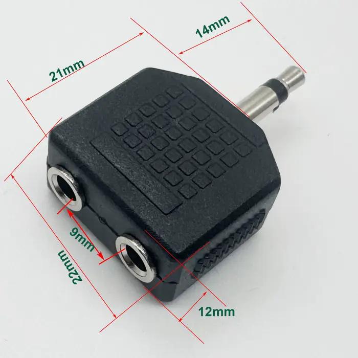 2 pièces 3.5mm 1/8 "mâle à double prise femelle