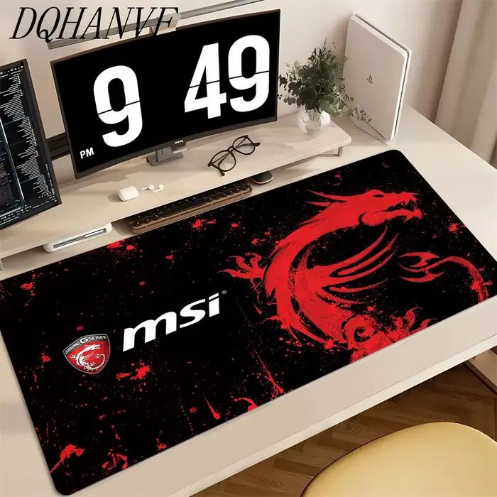 Tapis de souris MSI en caoutchouc doux pour gamers surdimensionné XXL avec impression HD et fond antidérapant pour bureau et clavier occasions spéciales