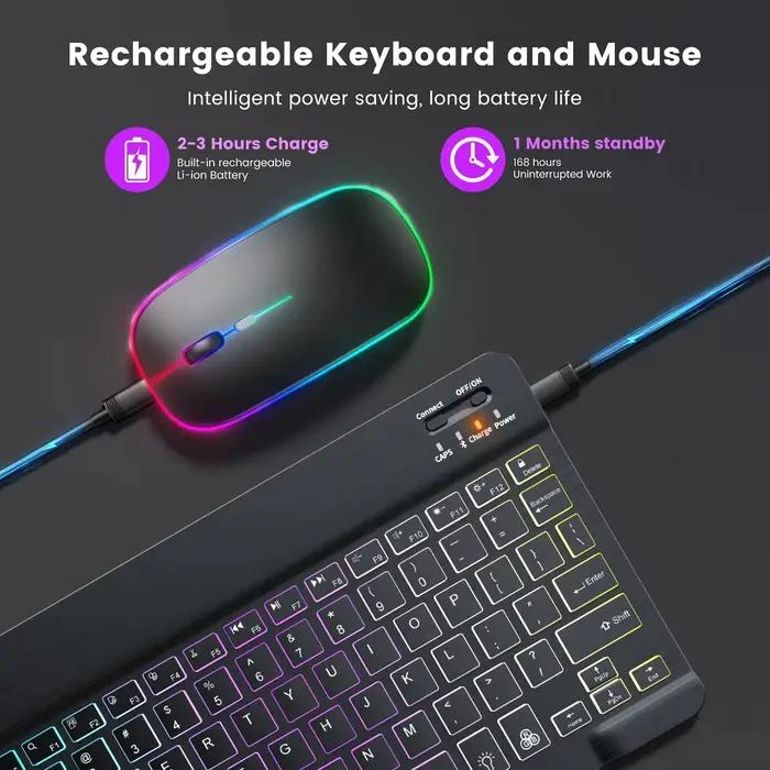 Mini clavier Bluetooth rétroéclairé rvb 10 pouces