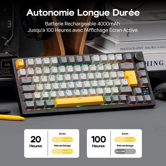 FR Layout EPOMAKER X AJAZZ AK820 PRO 75% AZERTY Français Gasket Wired/Bluetooth/2