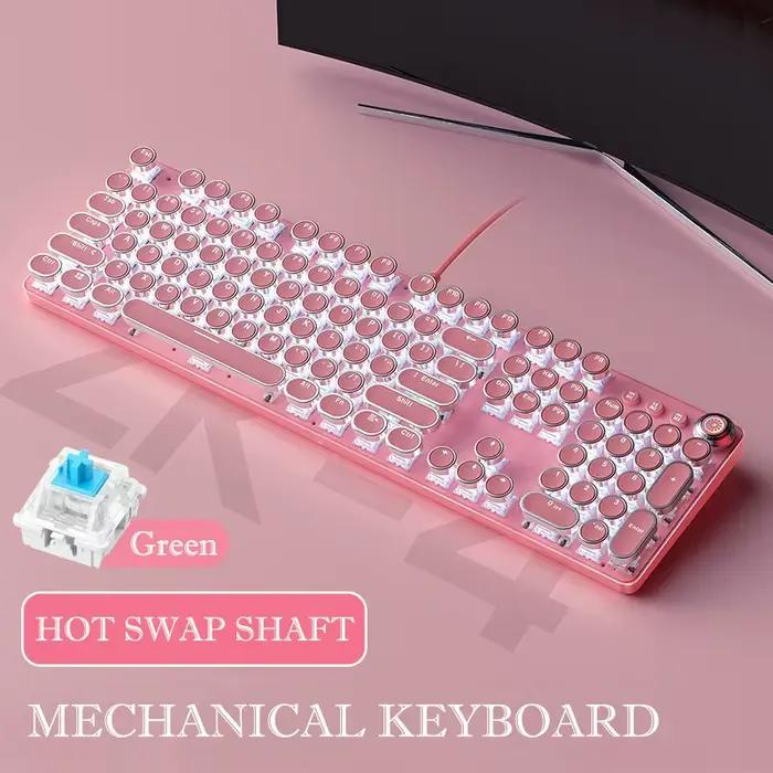 Keboard rose 104 touches disposition LED blanc rétro-éclairé