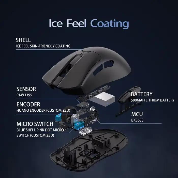 Delux M900PRO Version ultra-légère souris de jeu sans fil ergonomique 1K/8K taux d'érollage 50g PAW3395 pour joueur PC à grande main droite
