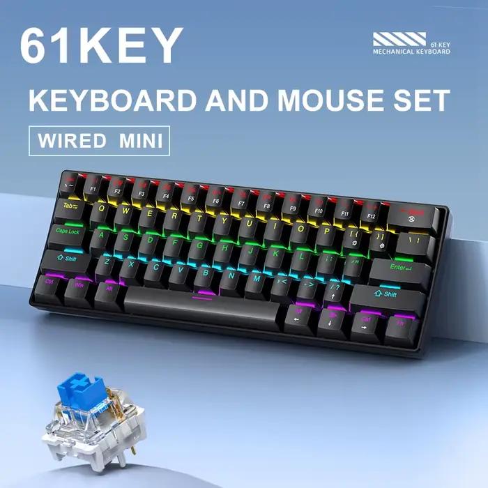 Clavier mécanique APAYADO K61 61 touches interrupteurs échangeables à chaud rétroéclairage multicolore RVB pour ordinateur de bureau portable et tablette occasions de jeu et travail