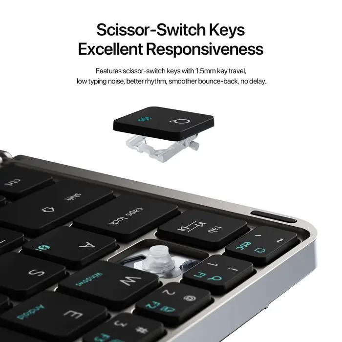DUX DUCIS clavier pliable Bluetooth 5.0 avec pavé tactile et support de téléphone pour téléphones tablettes PC iOS Android Windows Mac