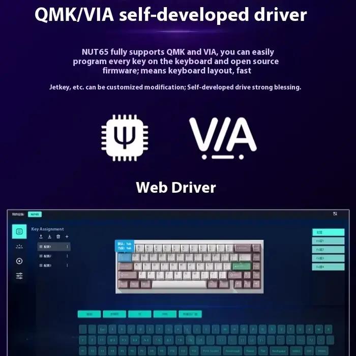 WEIKAV NUT65 clavier mécanique Kit en aluminium sans fil Tri-Mode personnalisé échange à chaud Rgb joint Support QMA VIK bureau jeu Keyoard