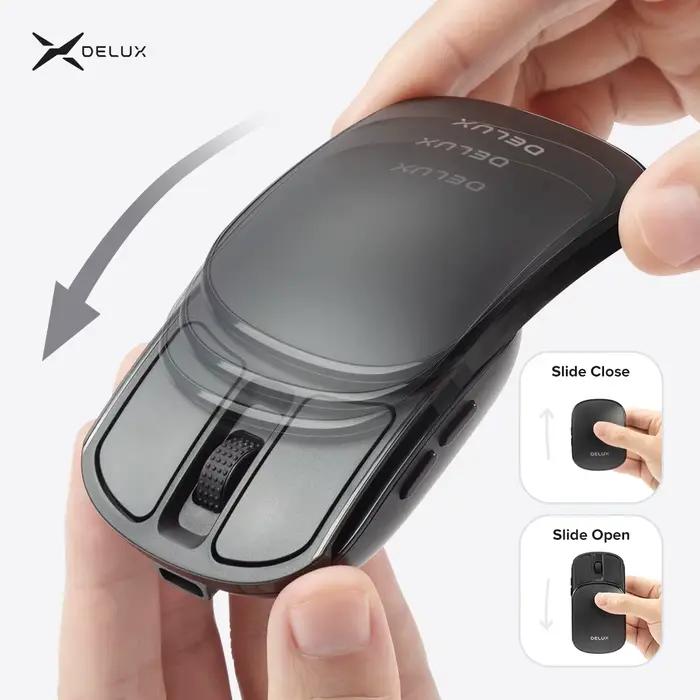 Delux souris pliante de poche sans fil 2.4G Bluetooth5.2 clic silencieux Portable ultra-léger 55g pour MacBook tablette