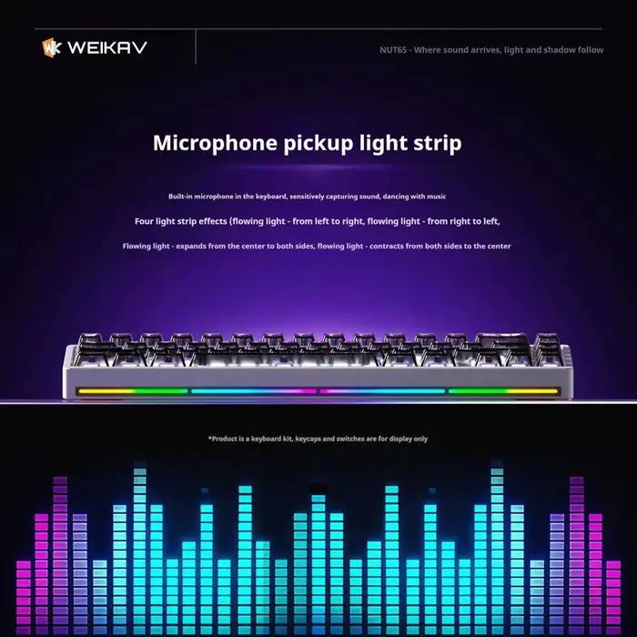 Weikav Nut65 Kit de clavier de jeu filaire sans fil mécanique Tri-Mode 6000mAh éclairage insonorisant rythme Argb bricolage