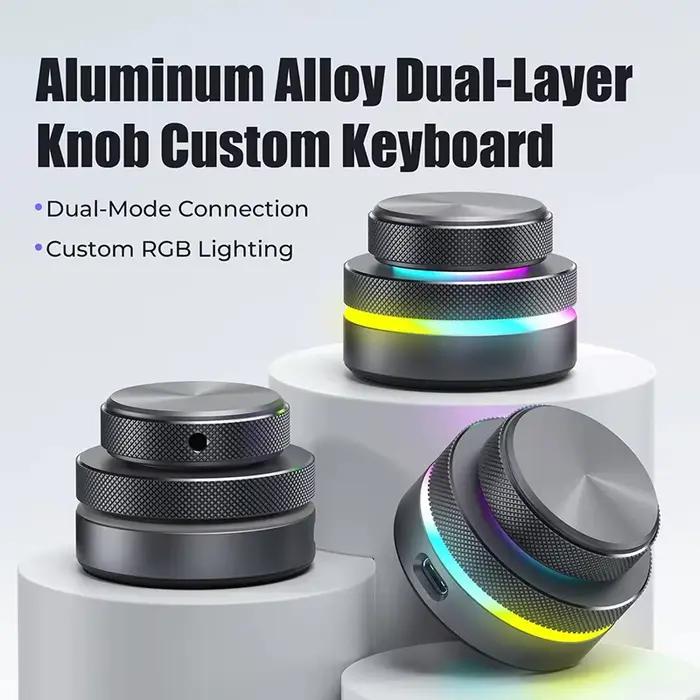 Clavier Bluetooth en alliage d'aluminium CNC avec bouton de volume multimédia personnalisé pour diffusion en direct