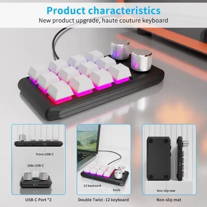 Clavier mécanique Ultra-mince avec 12 touches programmables