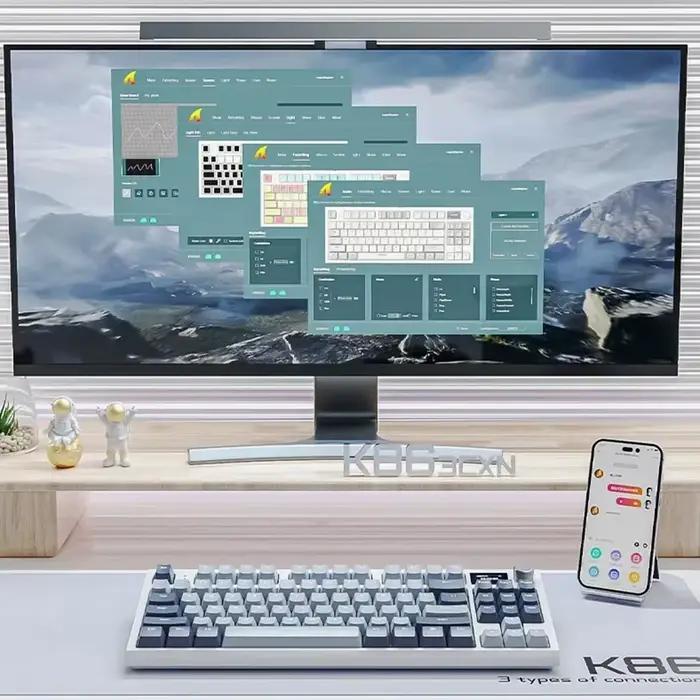 Clavier mécanique sans fil Attack Shark K86 - Support de joint de bouton en métal Écran TFT remplaçable à chaud Bluetooth/2.4G/USB-C