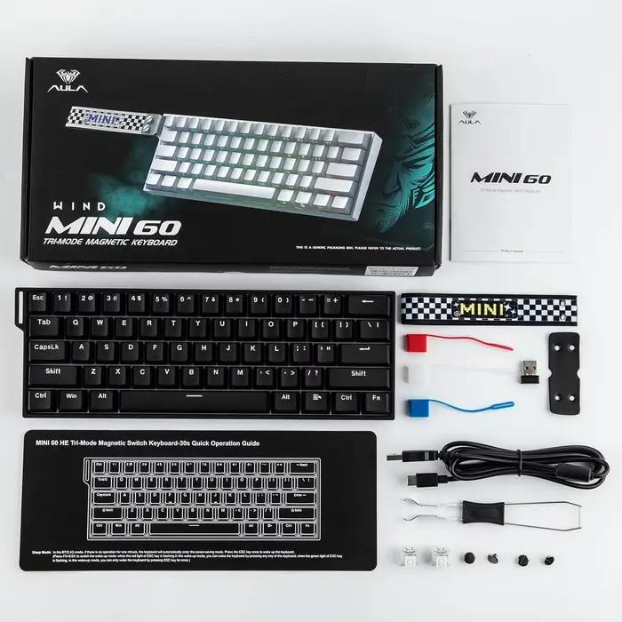 AULA Mini60 HE/Pro/Max 60% clavier à interrupteur magnétique rvb Tri Mode