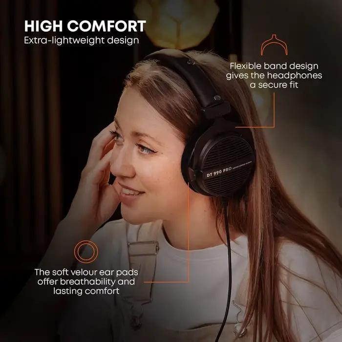 Casque de studio Beyerdynamic DT 990 PRO à conception ouverte avec audio haute résolution pour le mixage et le mastering Dt990 Pro