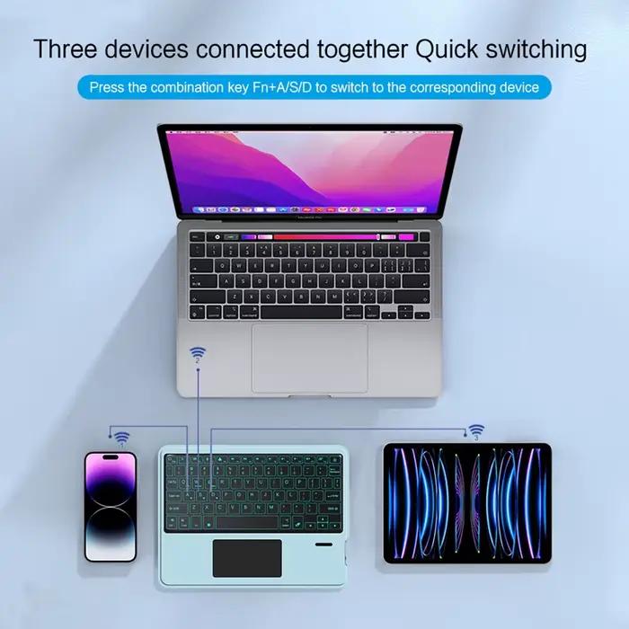 Clavier tactile rétroéclairé sans fil Bluetooth Deutsch pour téléphone